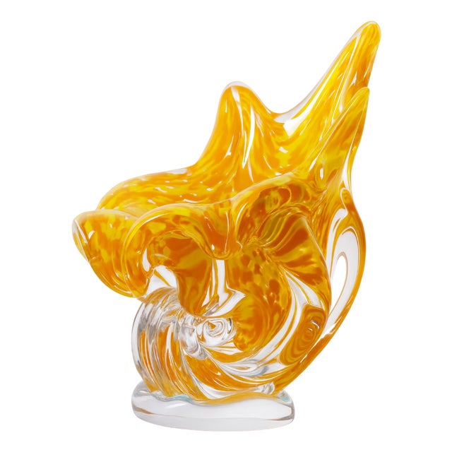 Hand-Shaped Orange Glass Vase, 1970s For Sale