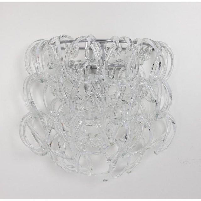 1960s Large Murano Glass Wall Sconces by Angelo Mangiarotti for Vistosi, Italy, 1960, Set of 2 For Sale - Image 5 of 10