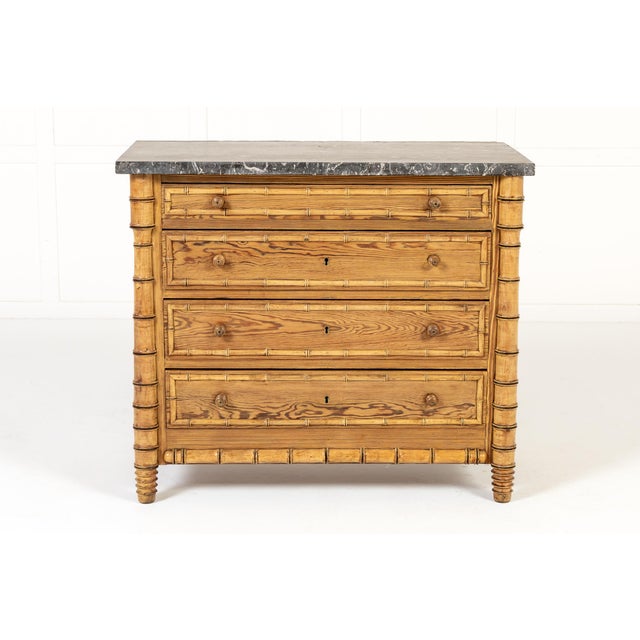 19th Century French Pine Faux Bamboo Chest of Drawers For Sale - Image 9 of 9