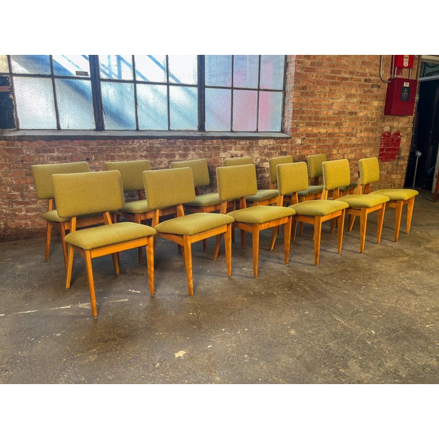 1940s 1940s Green Upholstered Dining Chairs Attributed to George Nelson For Sale - Image 5 of 11