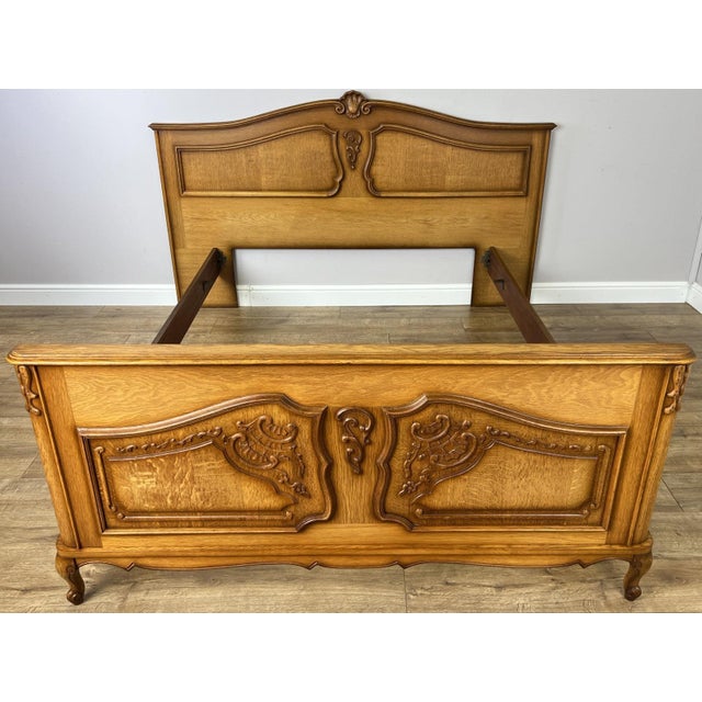 Vintage Louis XVI French Double Frame with Carved Headboard For Sale - Image 10 of 10