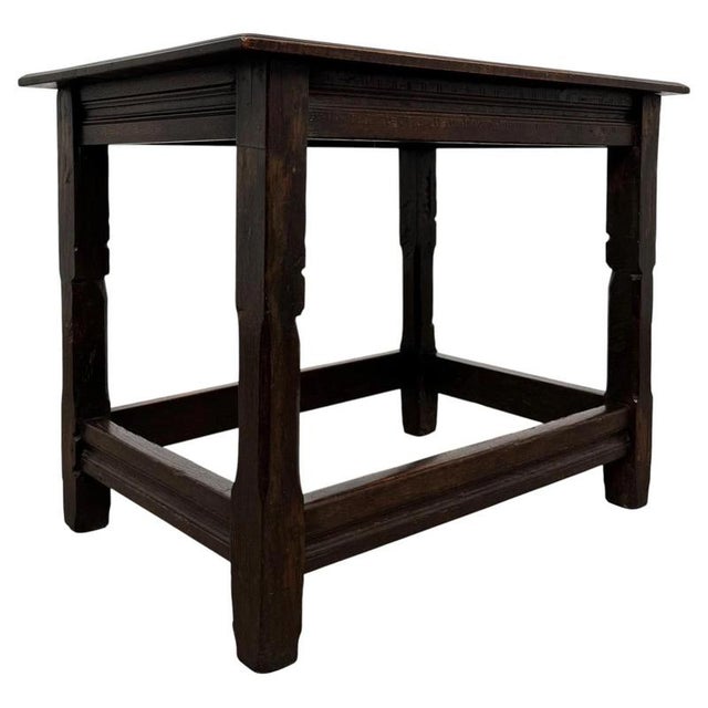 18th Century Antique English Georgian Joined Oak Side Table For Sale - Image 3 of 9