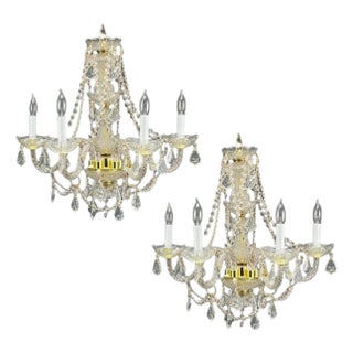 1960s Venetian Style, Large Chandeliers, Brass, Crystal - a Pair For Sale