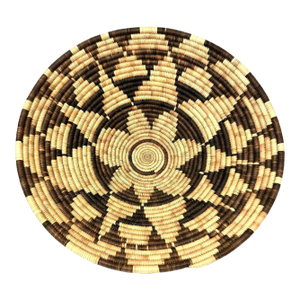 1970s Flight of the Swallow Pattern Botswana Basket - 19" Diam. X 5.5" H