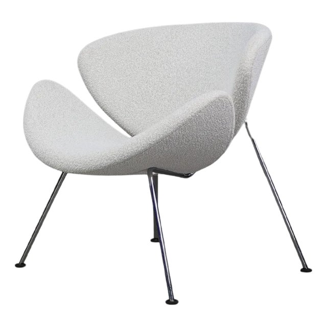 Slice Lounge Chair with Bouclé Upholstery attributed to Pierre Paulin for Artifort, Netherlands, 1970s For Sale