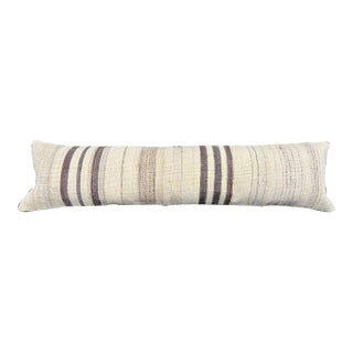 Turkish Hemp Pillow Cushion Natural Beige Brown Cushion Cover 12"x46" For Sale
