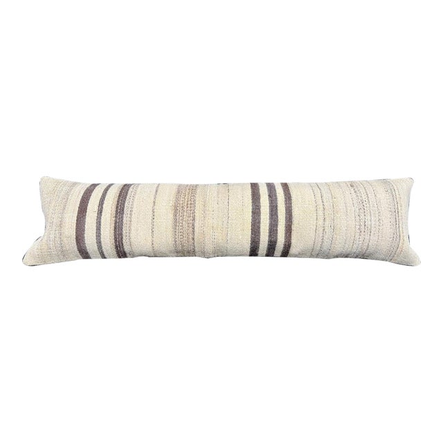 Turkish Hemp Pillow Cushion Natural Beige Brown Cushion Cover 12"x46" For Sale