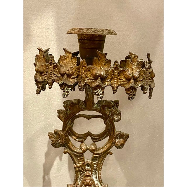 Antique Pair Waccamaw Victorian Style Lady & Floral Motif Marble Base Candle For Sale In Pittsburgh - Image 6 of 9