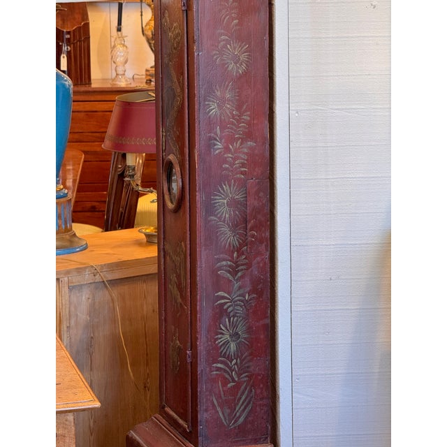18th Century George II Red Chinoiserie Clock For Sale - Image 11 of 12