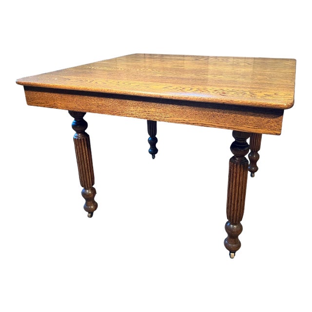 Early 20th Century Square Oak Dining Table For Sale