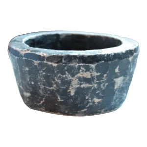 Carved Soap Stone Salt Cellar Pot/Black