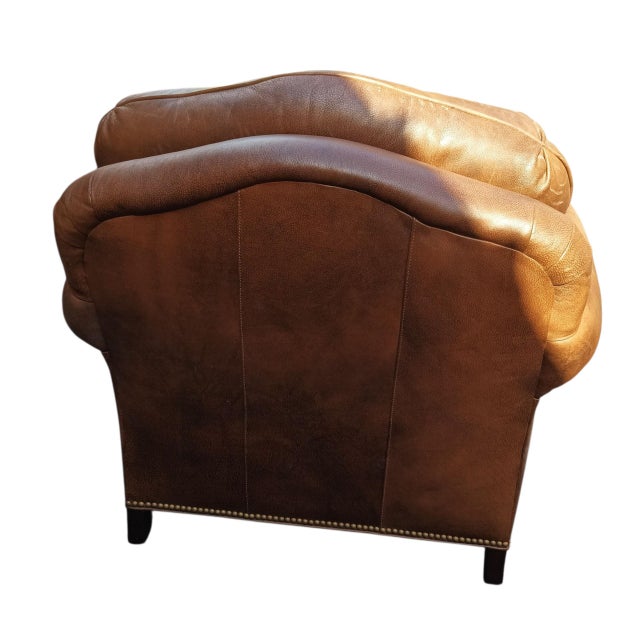 Copper Experience the Pinnacle of Classic Comfort With Premium Hancock & Moore Leather Club Chair & Matching Ottoman For Sale - Image 8 of 10
