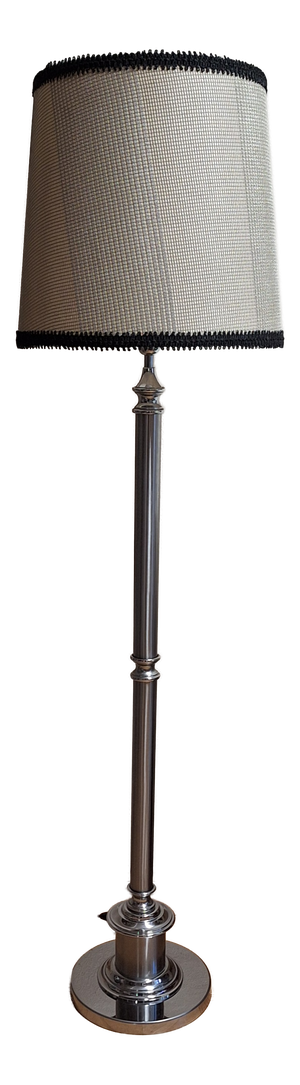 Vintage Floor Lamp with Chrome-Plated Metal Base and Fabric Shade by Lamplove, 1970s