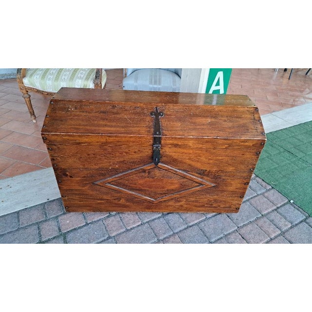 Vintage Trunk in Poplar Wood, 1940s For Sale - Image 9 of 9