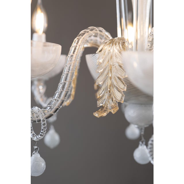 Art Deco Filigree Murano Glass Chandelier from Venini, 1940s For Sale - Image 14 of 18