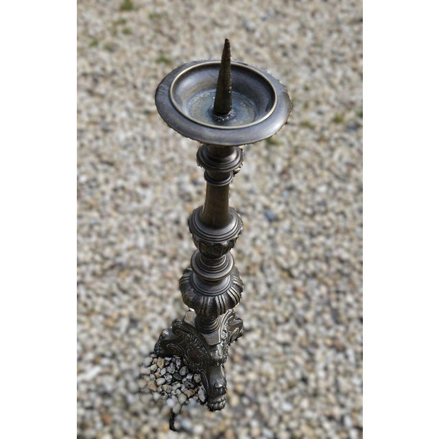 Altar Candlestick in Silvered Bronze For Sale - Image 10 of 10