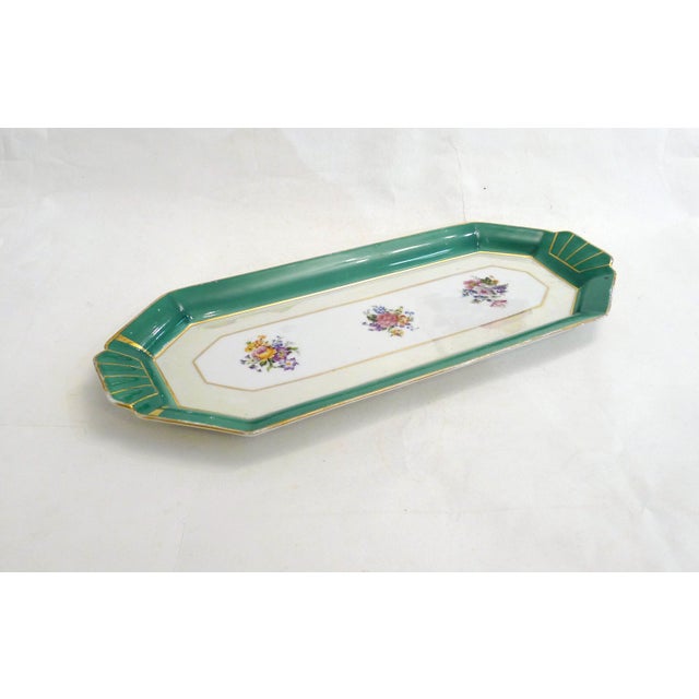 Art Deco Cake Plate with Floral Motif in Porcelain from Limoges, 1940s-1950s For Sale - Image 3 of 13