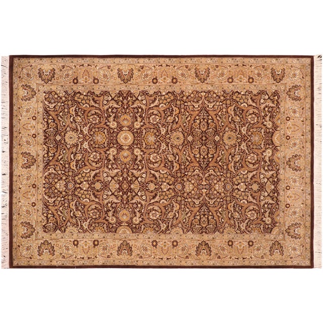 Brown Boho Chic 1990's Pak-Persian Brown/Beige Wool Rug - 6'2'' X 9'3'' For Sale - Image 8 of 9
