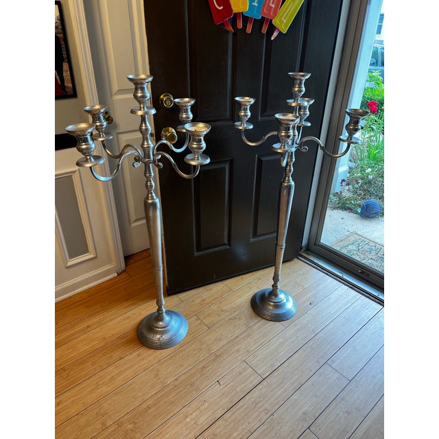 Pair of Oversized Vintage Silver Candelabras For Sale In Atlanta - Image 6 of 6