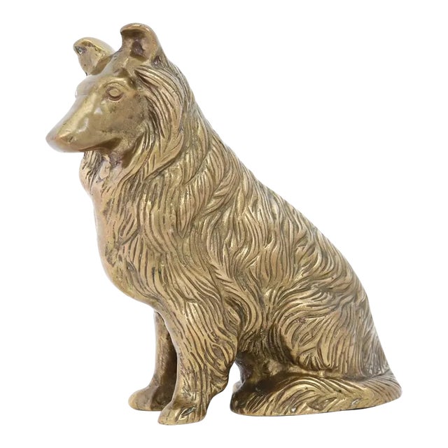 Vintage Brass Collie Figurine For Sale