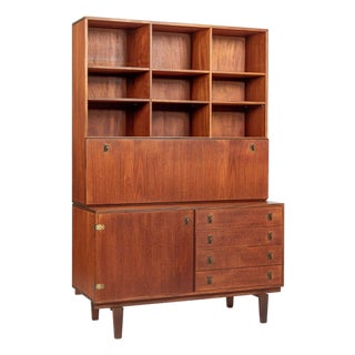 Mid-Century Danish Teak Secretary Desk Bookcase by Peter Løvig Nielsen, 1960s For Sale