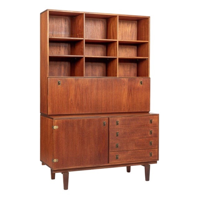 Mid-Century Danish Teak Secretary Desk Bookcase by Peter Løvig Nielsen, 1960s For Sale