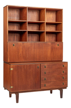 Mid-Century Danish Teak Secretary Desk Bookcase by Peter Løvig Nielsen, 1960s