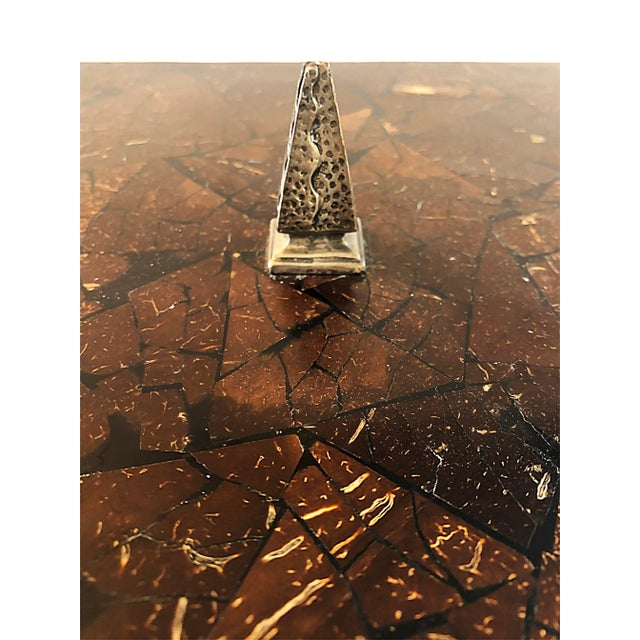 1990s Oggetti Tessellated Coconut Shell Lidded Box With Bronze Mounts, 1990s For Sale - Image 5 of 10