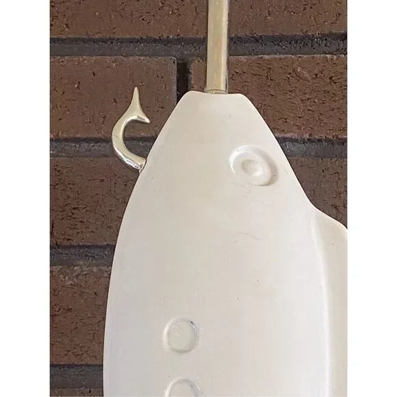 Modern Jonathan Adler Fish Lure Lamp Porcelain Bisque Clear Lucite Base For Sale - Image 3 of 5