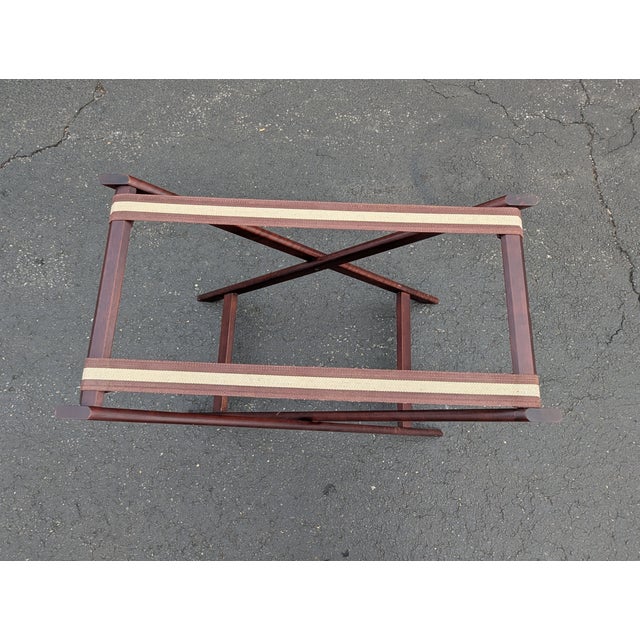 Mid-Century Modern Vintage Folding Luggage Rack With Canvas Straps For Sale - Image 3 of 8