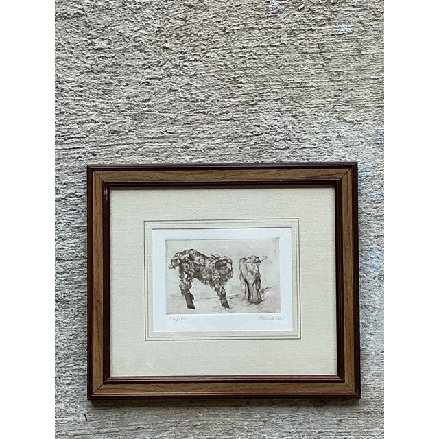 Wood Framed Figurative Animal Etching For Sale - Image 7 of 12