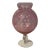 Cylindrical etched floral motif glass pedestal bulb vase, light grape color. The glass is etched with vines and flowers....