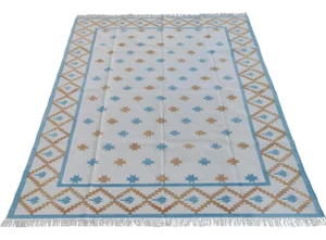 Handmade Cotton Star and Gingham Rug