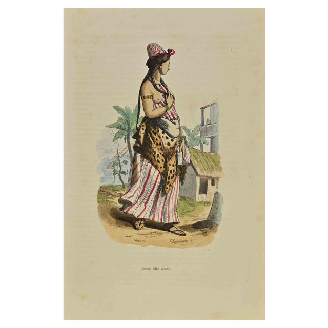 Auguste Wahlen, Arabic Girl, Lithograph, 1844 For Sale