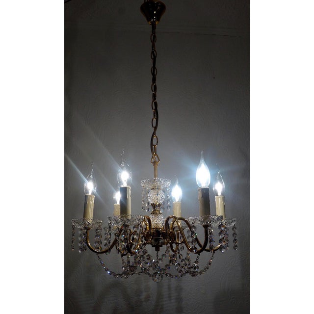 Vintage Brass and Frosted Glass Chandelier from Palwa, 1970s, in Very Good conditions. Designed 1970 to 1979 This piece...