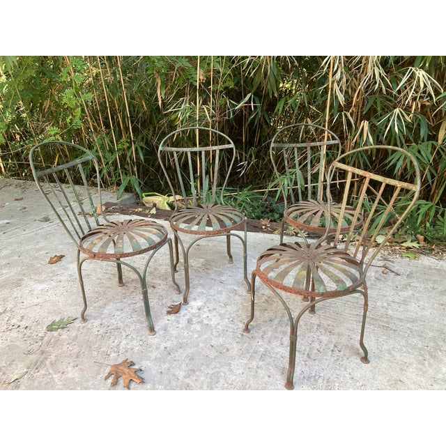 1930s Attributed to Francois Carre Distressed Petite Garden Chairs - Set of 4 For Sale - Image 9 of 12