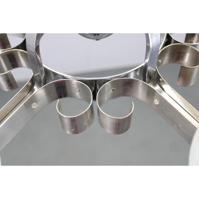 Art Deco Nickel Chandelier with Textured Glass, Czechoslovakia, 1930s For Sale - Image 11 of 17