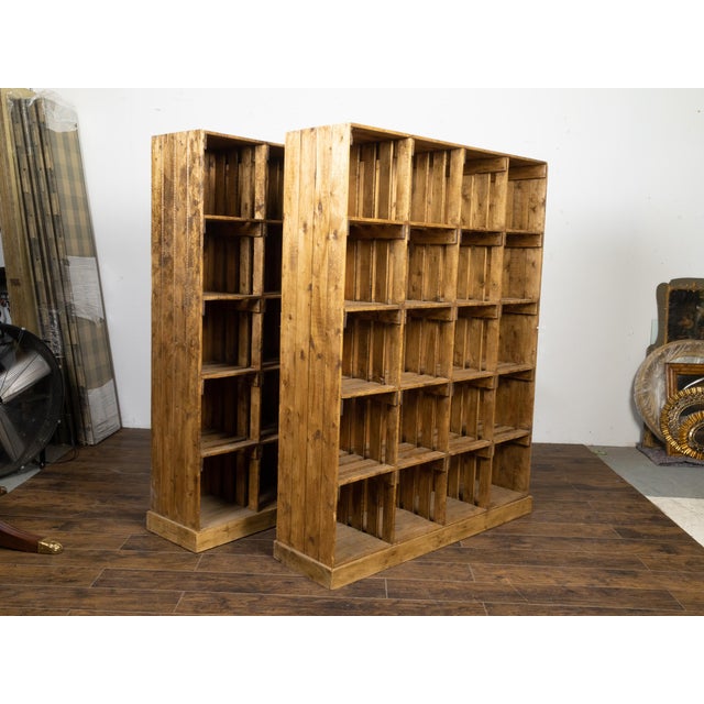 Vintage Raw Wood Pine Storage or Display Cabinets with Cubby Holes, Sold Each For Sale - Image 11 of 12