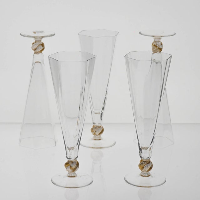 Hexagonal Flutes with Gold Inserts by Cenedese, Set of 5 For Sale - Image 14 of 18