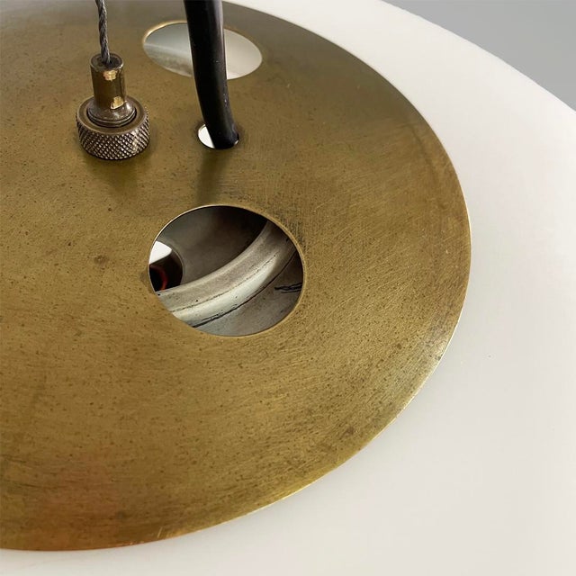 Metal Mid-Century Modern Italian Opaline Glass Pendant Lamp from Stilnovo, 1960s For Sale - Image 7 of 15