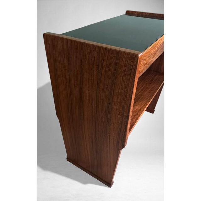Mid 20th Century Mid-Century Modern Italian Console in Red Walnut With Black Glass Top For Sale - Image 14 of 18