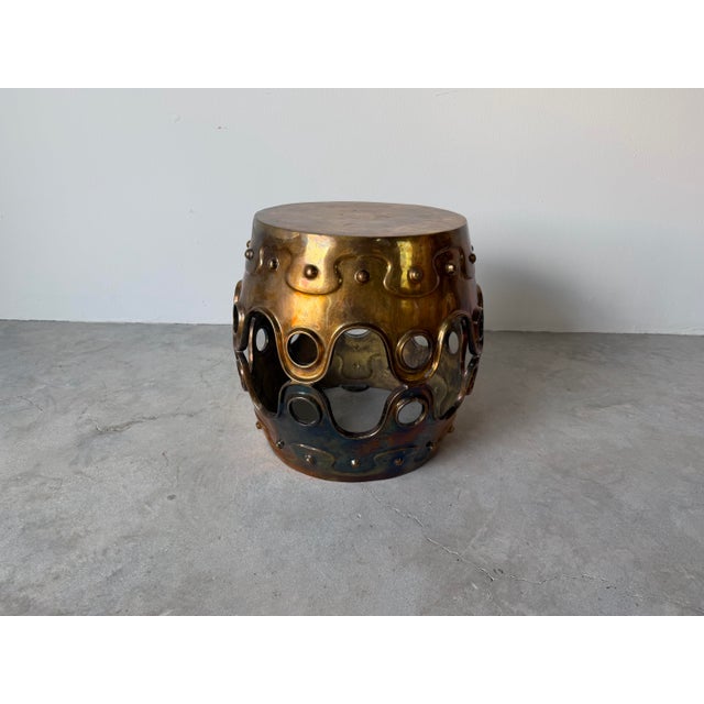 Jonathan Adler Solid Brass Sculptural Side Table With Cut-Out Base For Sale - Image 9 of 9