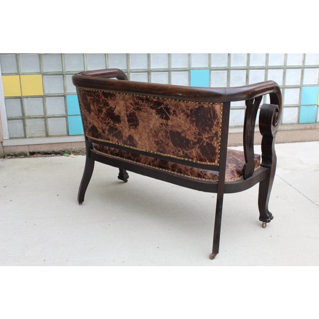 Late 19th Century Empire Mahogany Rolled Arm Settee With Claw Feet For Sale - Image 5 of 12