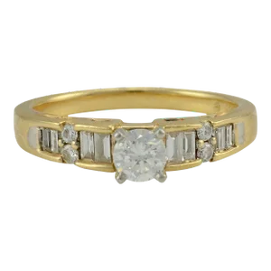 Early 21st Century Multi Diamond Two Tone Engagement Ring Size 7