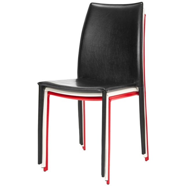 Metal 19''H Stacking Side Chair in Black - a Pair For Sale - Image 7 of 8