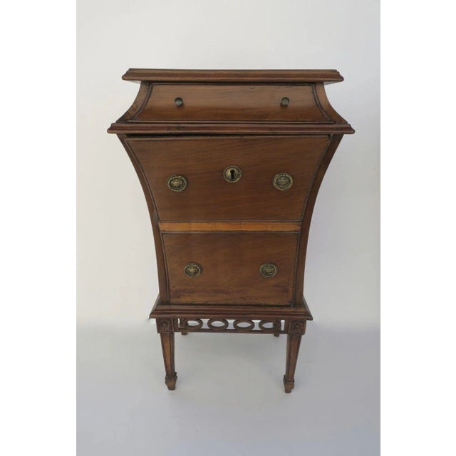 Wood 19th century Italian Walnut One Drawer One Door Side Cabinets Tables - a Pair - a Pair For Sale - Image 7 of 9