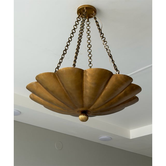 Handmade European Style Pure Brass Scalloped Pendant Light. For Sale - Image 10 of 10