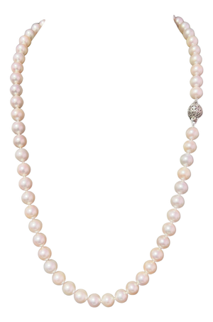 Akoya Pearl Diamond Necklace 22" 18k Gold 8.5 mm Certified