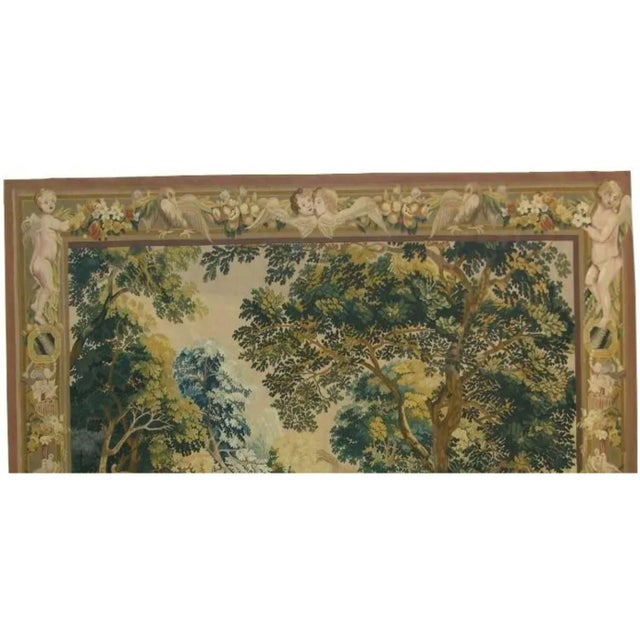 Vintage European Formal Garden and Figures Scenic Tapestry For Sale - Image 4 of 5