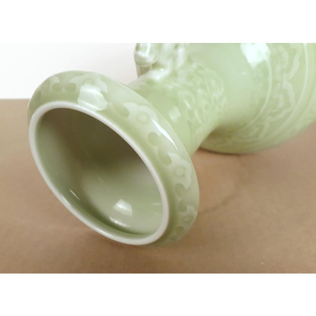 Celadon Chinese Celadon Floral Haitangzun Vase For Sale - Image 8 of 12